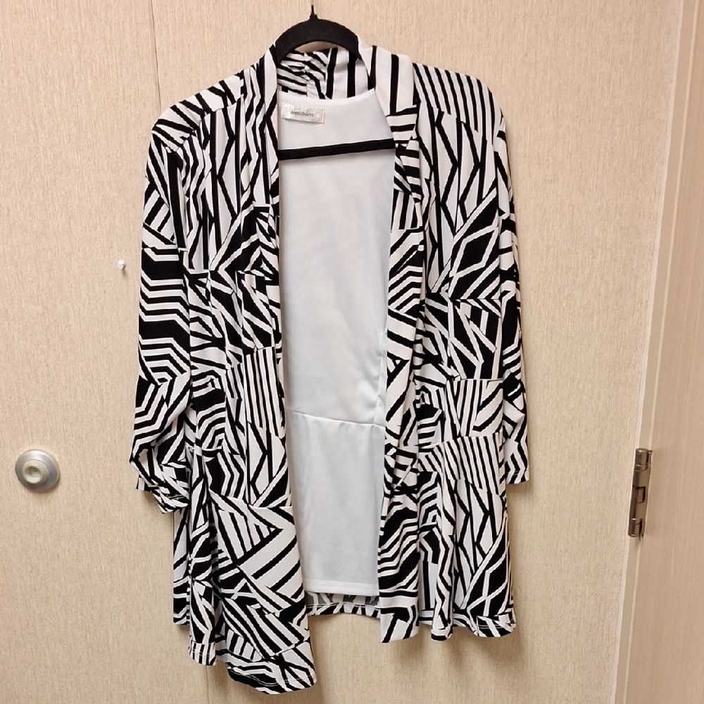 Dressbarn Monochrome Patterned Cardigan